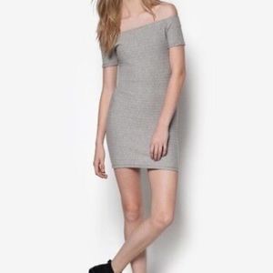 Topshop Bardot Dress Off Shoulder Size 4 Grey